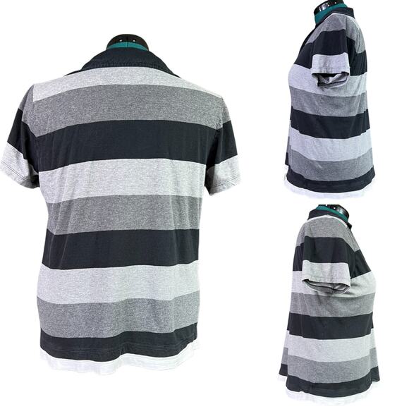 Venezia Lane Bryant Ladies Striped Collared T-Shirt Black Gray White Size 14-16 - Picture 2 of 13